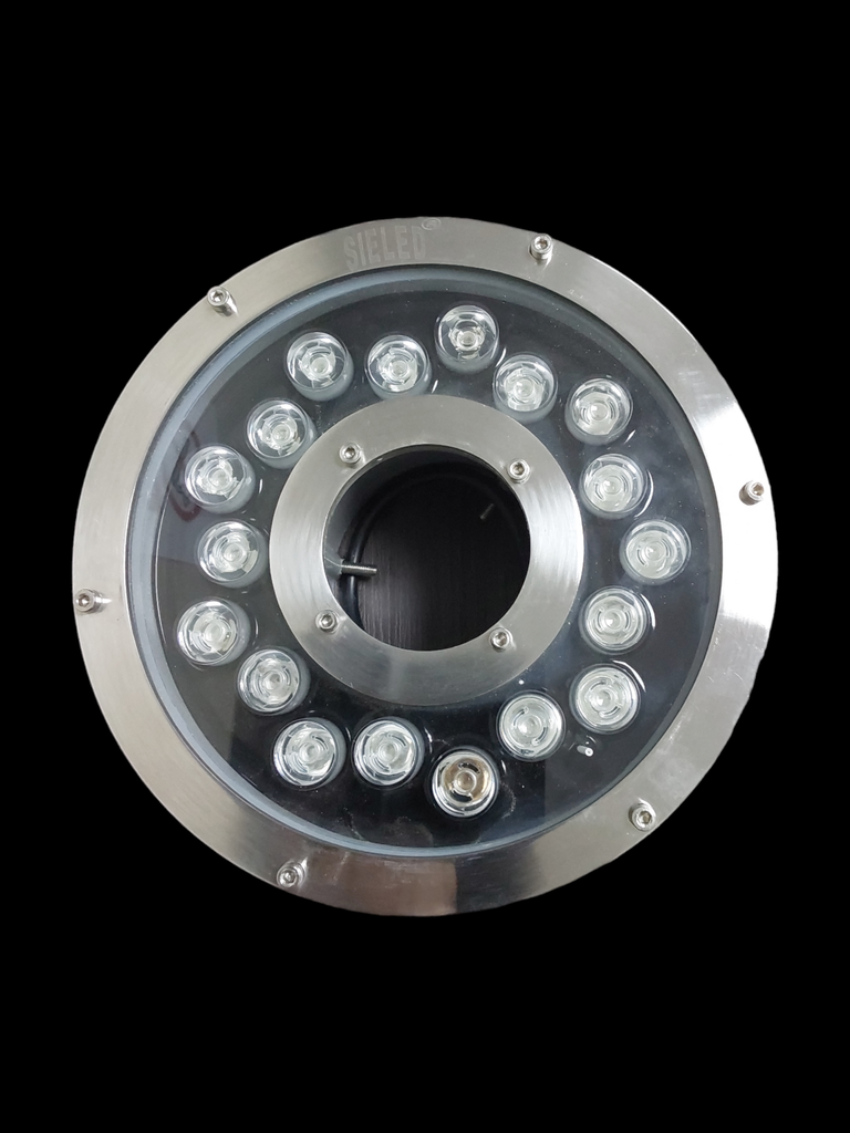 APLIQUESUMERGIBLE DE PISCINA 18W LUZ RGB AC 100-270VCOLOR: PLATEADO